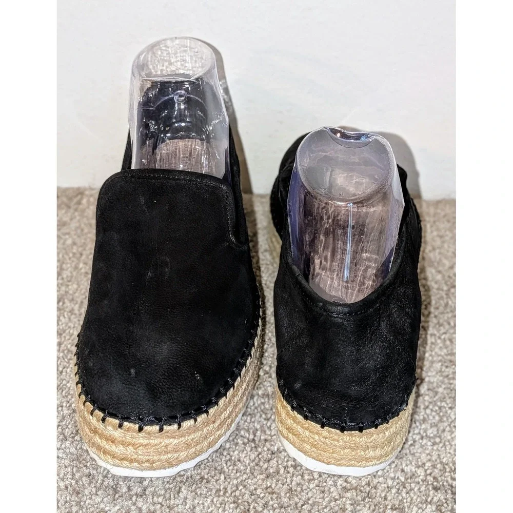 Gianni Bini Black Leather Suede Espadrille Slip On Flats‎ Women Size 11M NEW